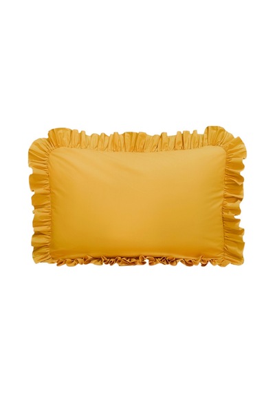 Fırfırlı Yastık Kılıfı Tek Kişilik 50x70 Cm 1 Adet %100 Doğal Pamuk 18 Farklı Renk Seçeneği Hardal
