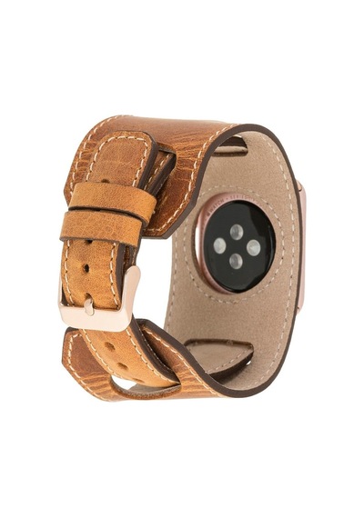Apple Watch Uyumlu Deri Kordon 42-44-45mm Cuff G19 Taba Diğer