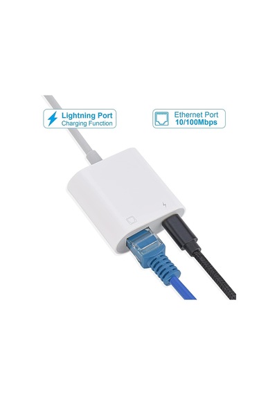 Pmr Lightning Rj45 Ethernet Çevirici 2 In 1 Ethernet Ve Liğhtning Şarj Girişi 10/100
