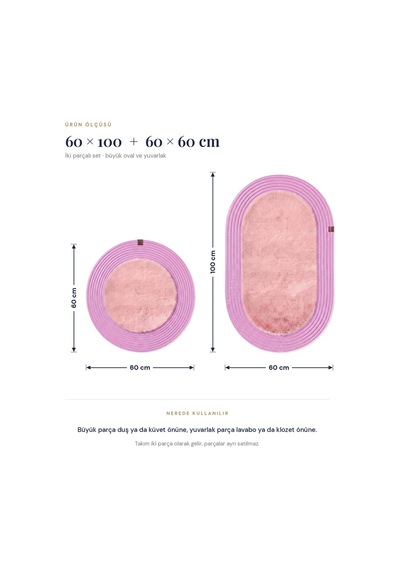 Banyo Paspası Takımı 60x100+60x60 Cm Düz Pembe & Pembe
