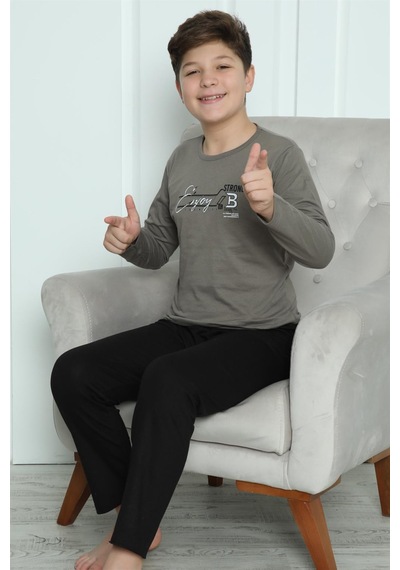 Akbeniz Erkek Çocuk Penye Pijama Takım 20418 Vizon
