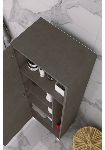 Çok Amaçlı Kapaklı Banyo Dolabı - Yüksek Raflı, Dar Alanlara Uyumlu Depolama Dolabı - Kil Grisi - 54cm Çok Amaçlı Kapaklı Banyo Dolabı - Yüksek Raflı, Dar Alanlara Uyumlu Depolama Dolabı - Kil Grisi - 54cm