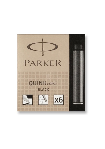 Quink Mini Dolma Kalem Kartuşu, 6'li Set, Siyah Diğer
