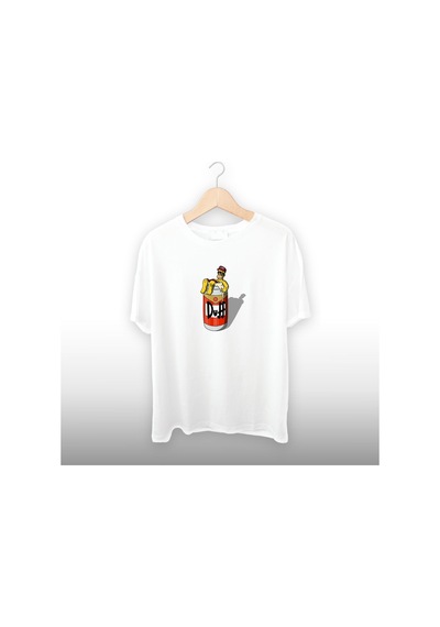 Duff Detaylı Unisex Tişört Beyaz