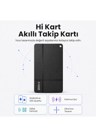 Hi Kart Apple Uyumlu iOS &android Takip Cihazı & Dijital Kartvizit Siyah Tekli Paket