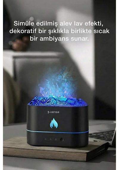 3d Alev Efektli Ultrasonik Hava Nemlendirici Renkli Işıklı Aromaterapi Difüzör