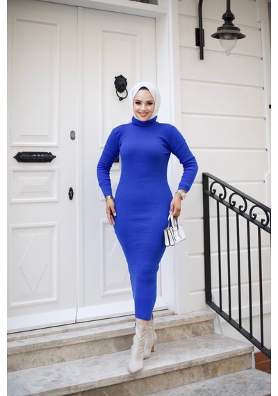 Hira Life Fashion Kadın Elbise Tesettür Giyim Balıkçı Yaka Ve Dar Kesim Triko Kalem Elbise Saks Mavi Saks Mavi Hira Life Fashion Kadın Elbise Tesettür Giyim Balıkçı Yaka Ve Dar Kesim Triko Kalem Elbise Saks Mavi Saks Mavi