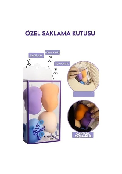 Tr Makyaj Süngeri Seti, Göz Farı Uygulama Çubuğu 10'lu, Latex,free Beauty Blender Süngerleri, Çift Taraflı Aplik