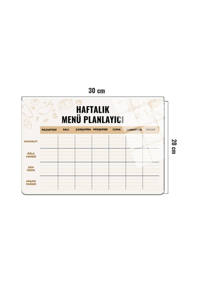 Cam Magnet Buzdolabı Manyetik Planlayıcı Yatay 20cm X 30cm