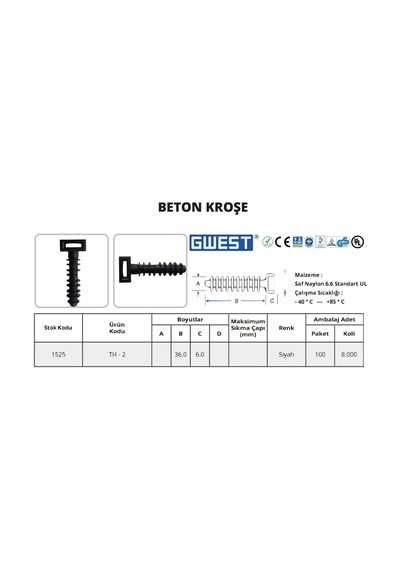 Th - 2 Beton Kroşe 100 Adet