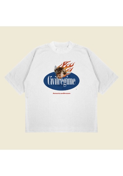 Startmore Civilregime Baskılı Oversize Unisex Pamuklu Nefes Alan Kalın Kumaşlı Beyaz