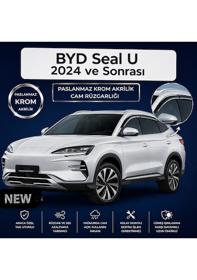 Paslanmaz Krom Akrilik Cam Rüzgarlığı Byd Seul Seal U 2024 Ve Sonrası İle Uyumlu
