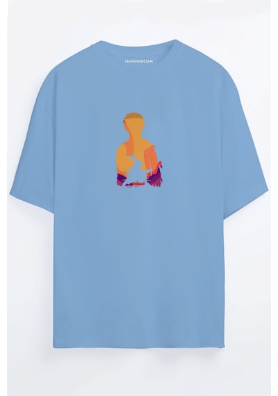 One Piece Anime Zoro Unisex Siyah - Beyaz Oversize T-shirt Mavi