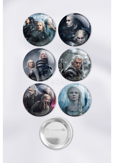 The Witcher Geralt Yennefer Dizi Çanta Süsü İğneli Buton Rozet Seti 6 Adet Altılı