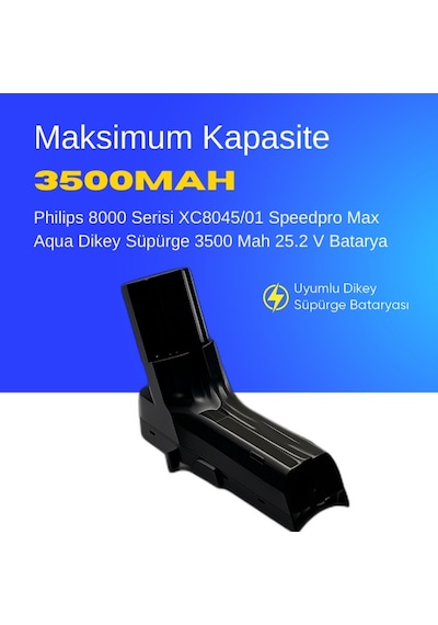 Philips 8000 Serisi Xc8045/01 Speedpro Max Aqua Dikey Süpürge 3500 Mah 25.2 V Batarya  Uyumlu Uzun Ömürlü, Maksimum Performans Pil