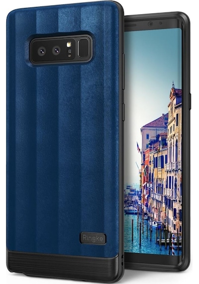 Ringke Flexs Galaxy Note 8 İle Uyumlu Kılıf Deep Blue Premium Pu Deri&tpu Kombini Tam Koruma