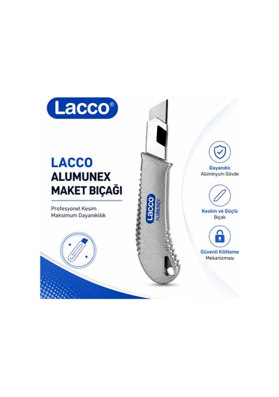 Lacco Alumunex Alüminyum Maket Bıçağı Profesyonel Metal Gövdeli Falçata Maket Karton Koli Kesme Bıçağı 1 Adet