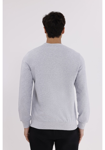 Rowinger Minimal Logolu Bisiklet Yaka Ribana Manşetli Rahat Kalıp Mevsimlik Sweatshirt Grey