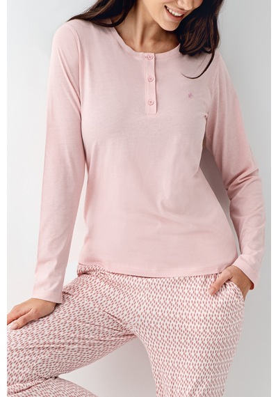 Pierre Cardin 9080 Modal Uzun Kol Kadın Pijama Takımı V1 Açık Pembe