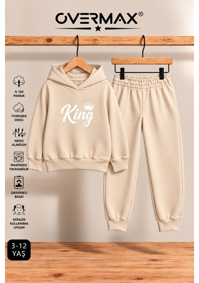 Overmax King Baskılı Çocuk Kapüşonlu Sweatshirt-eşofman Takımı 3-12 Yaş Bej-bej - 921700280 Bej-bej Overmax King Baskılı Çocuk Kapüşonlu Sweatshirt-eşofman Takımı 3-12 Yaş Bej-bej - 921700280 Bej-bej