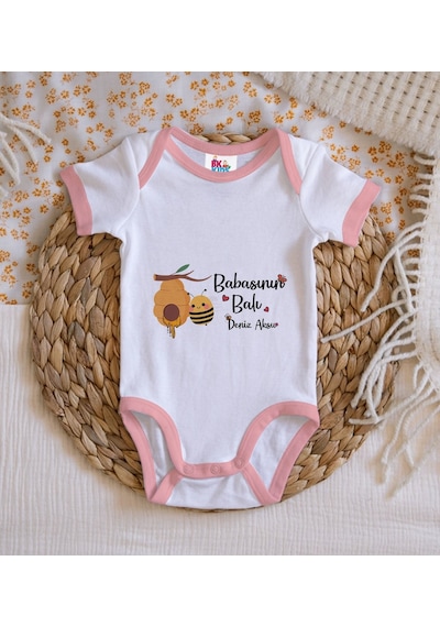 Bk Gift Bk Kids Kişiye Özel Pembe Bebek Body Zıbın - Model 13 9-12 Ay