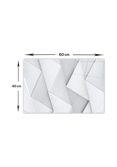 Decorıta Gümüş Desen - Cam Ocak Arkası Koruyucu 40cm X 60cm Beyaz