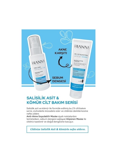 Bianna Bubble Salisilik Asit & Kömür İçeren Köpüren Yüz Maskesi 75 ML