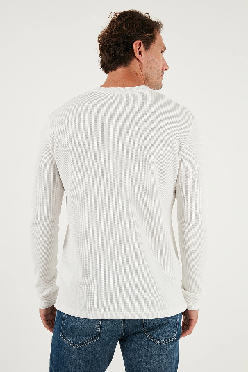 Buratti Pamuklu Bisiklet Yaka Slim Fit Basic Erkek Sweat 5905073S2 Açık Haki-Ekru