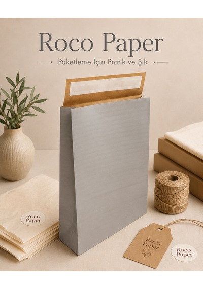 Yapışkan Bantlı Kraft Kese Kağıdı, Gümüş Renk, 25x8x30 Cm - 24'lü Paket, Hediye Ve Kargo Zarfı