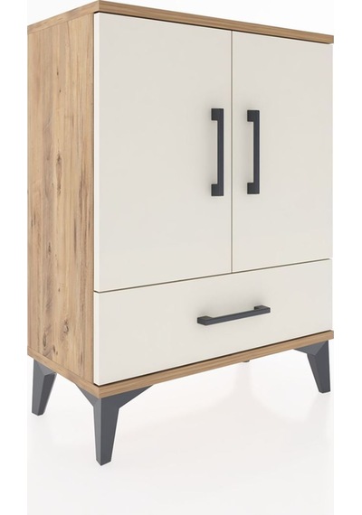 Arges Komodin 2 Raflı Tek Çekmeceli Tek Kapaklı 60x30x80 Çam-aytaşı Atlas Çam