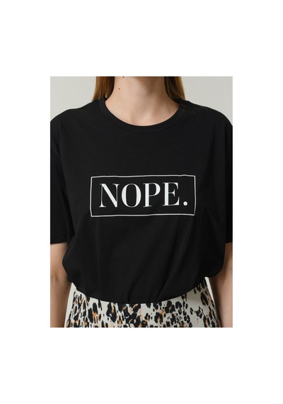Blackjack Giyim Kadın Siyah Nope Baskı Tshirt Siyah