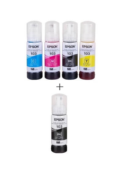 Epson Mürekkep Orj. T103 4 Lü Set +1 Siyah Renk Hediyeli Kırmızı - Mavi - Sarı - Siyah