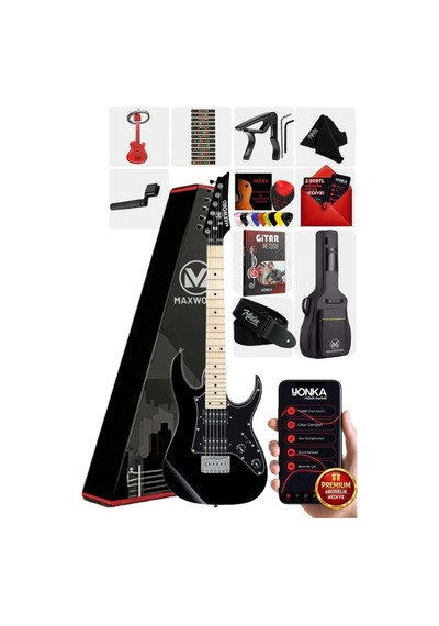 Maxword De-150bk Maple Klavye Hh Manyetik Yüksek Kaliteli Elektro Gitar Seti