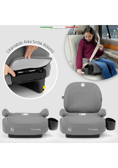 Elele Grandefix I-size Yükseltici Oto Koltuğu İsofix 125-150 Cm 15-36 Kg Gri