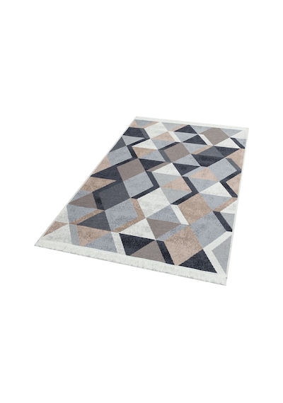 Eko Halı Arya Ar 10 Beıge Black Yıkanabilir Çift Taraflı Modern Desenli Dokuma Kilim