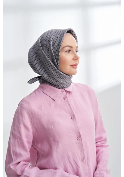 Armanda Noıre Desen Twill İpek Eşarp - 4303 - 90 X 90 / Füme - 134 Füme - 134