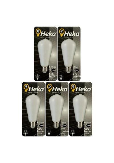 5 Adet Heka 6w 46w 3000k Sarı Işık E27 Duylu Soft Led St64 Filament Ampul Heka
