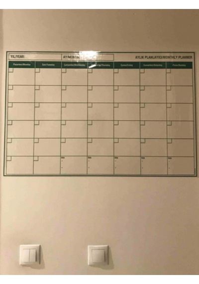 Duvara Kendiliğinden Manyetik Yapışan Aylık Program Planlayıcı Takvim 85 X 56 Cm Şeffaf