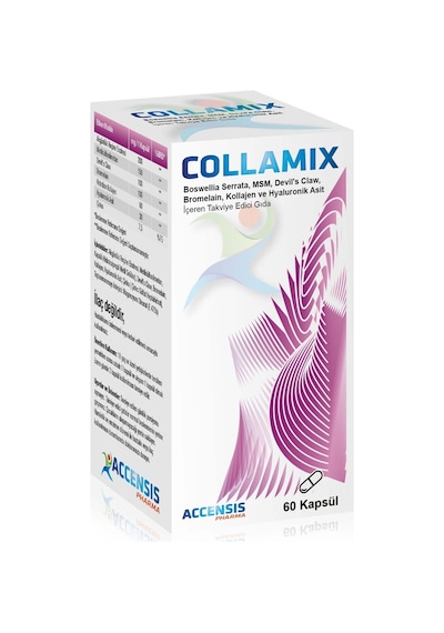 Accensis Pharma Collamix Kolajen ve Hyalüronik Asit İçeren Takviye Edici Gıda 60 Kapsül﻿