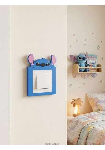 Stitch Anahtar & Priz Çerçevesi El Yapımı Işık Anahtarı Süsü Çocuk Odası Duvar Dekoru Dekoratif Hediye Stich 001