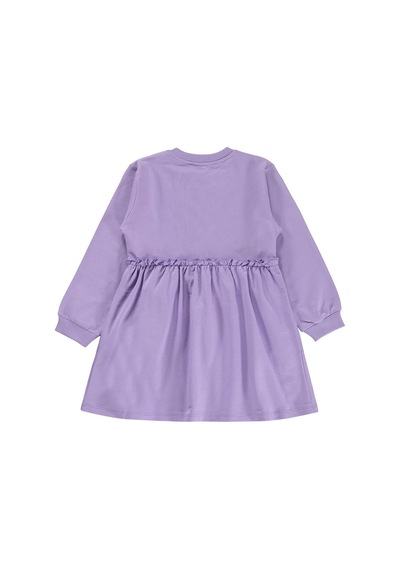 Silversun Kids Silversun Unicorn Baskılı Çantalı 2-7 Yaş Elbise - Lila