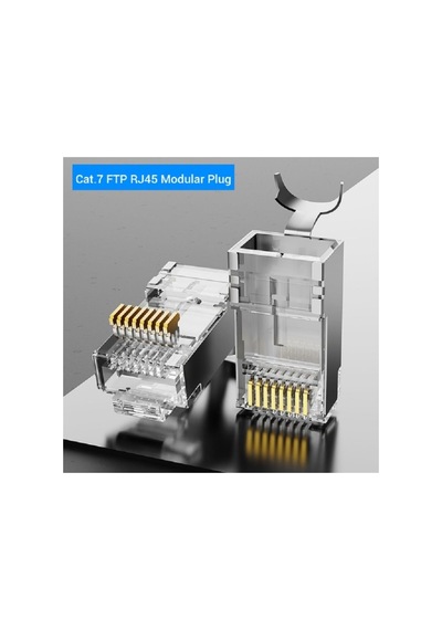 100 Adet Cat7 Cat6a Ez Yeni Nesil Rj45 Ftp Delikli Metal Jak Konnektör - 100lü Belirtilmemiş