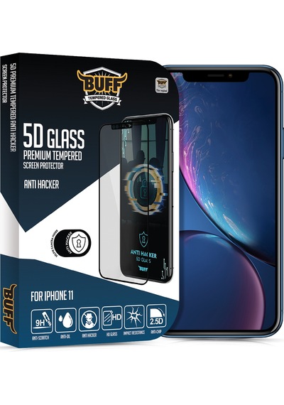 Buff Apple Uyumlu iPhone 11 Avantaj Paket - Air Hybrid Kılıf + Ekran Koruyucu + Lens Koruyucu Anti Hacker Koyu Siyah