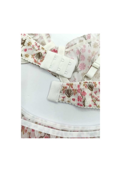 La Linaa Jasmin Beyaz Çiçek Desenli Tanga Külotlu Sütyen Takım Beyaz - 689426661 Beyaz