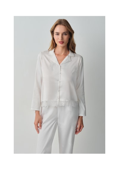 Suwen Bride Gömlek Yaka Pijama Takımı Wsh10510072036 Ekru