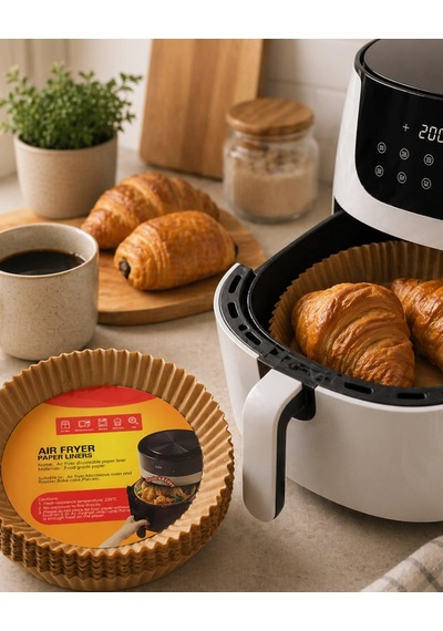 Mey İthalat Yuvarlak Airfryer Kağıdı 100 Adet Yağ Tutmaz Hazne Koruyucu