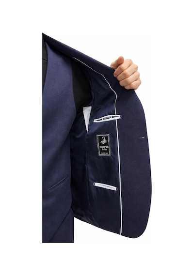 Erkek Klasik Slim Fit Armürlü Kumaş Tek Düğmeli Çift Yırtmaçlı Klasik Yaka Takım Elbise 7 Drop Lacivert