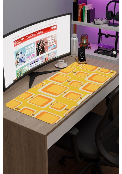 Retro 60 Lar Kaymaz Dikişli Kauçuk Oyuncu Mousepad V4 - 90x40 Xxl Gaming Mouse Pad Fare Altlığı