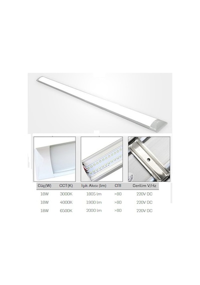 Lamptime 18W Led Bant Armatür 60Cm Gunışığı Işık 3000K 301336 Beyaz