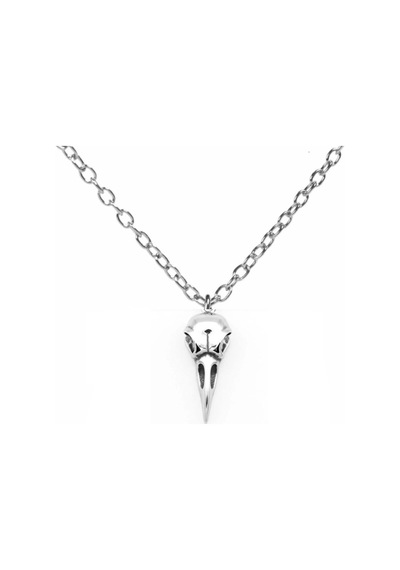 Gotik Karga Kafası Figürlü Kolye 60 Cm Zincirli Mistik Ve Unisex Metal Takı Çok renkli